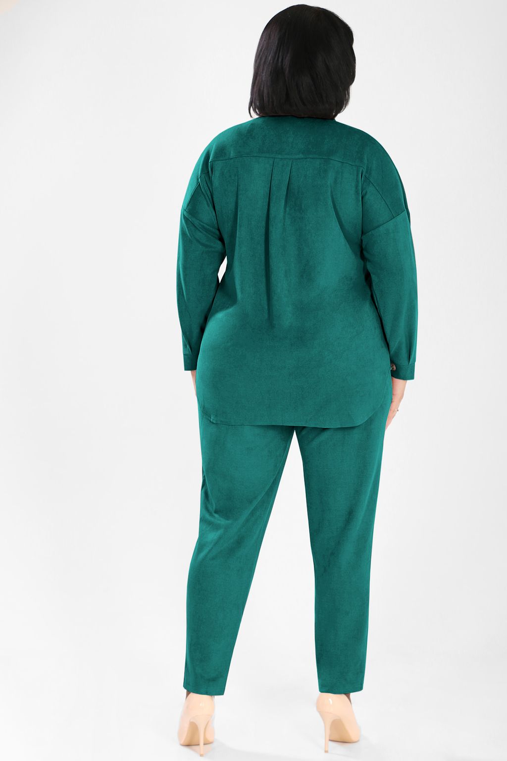 Костюм женский больших размеров брючный темно-бирюзовый - Almond фото 2