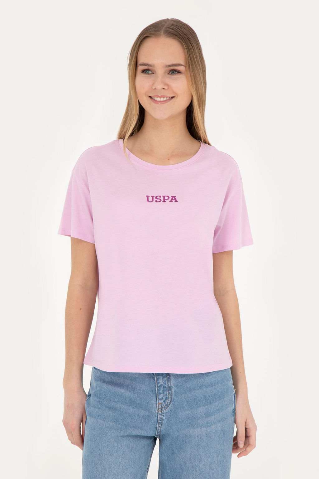 Женская розовая футболка с круглым вырезом - U.s. polo assn фото 10