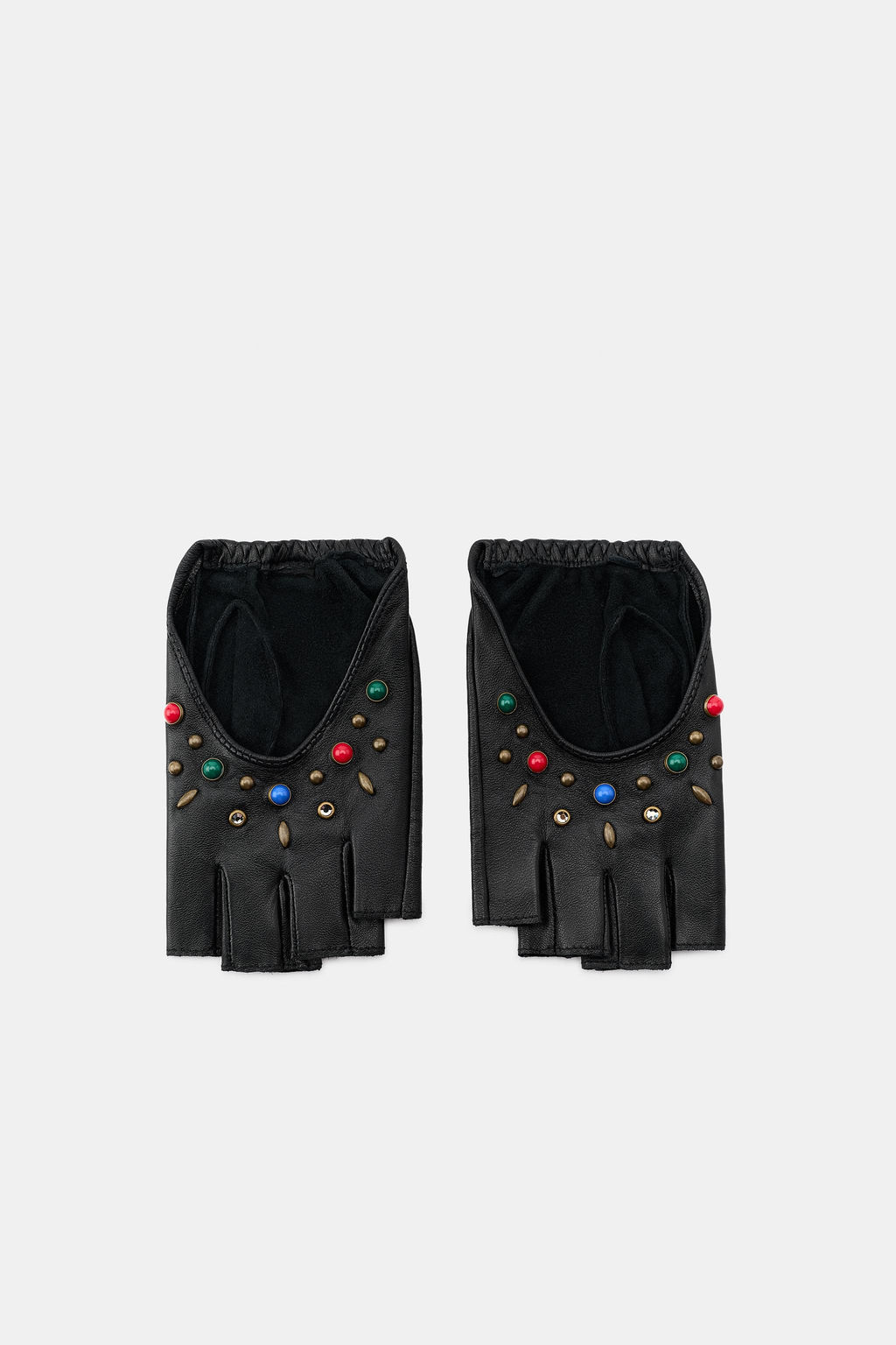 SHORT LEATHER STUDDED STONE GLOVES - Zara фото 2