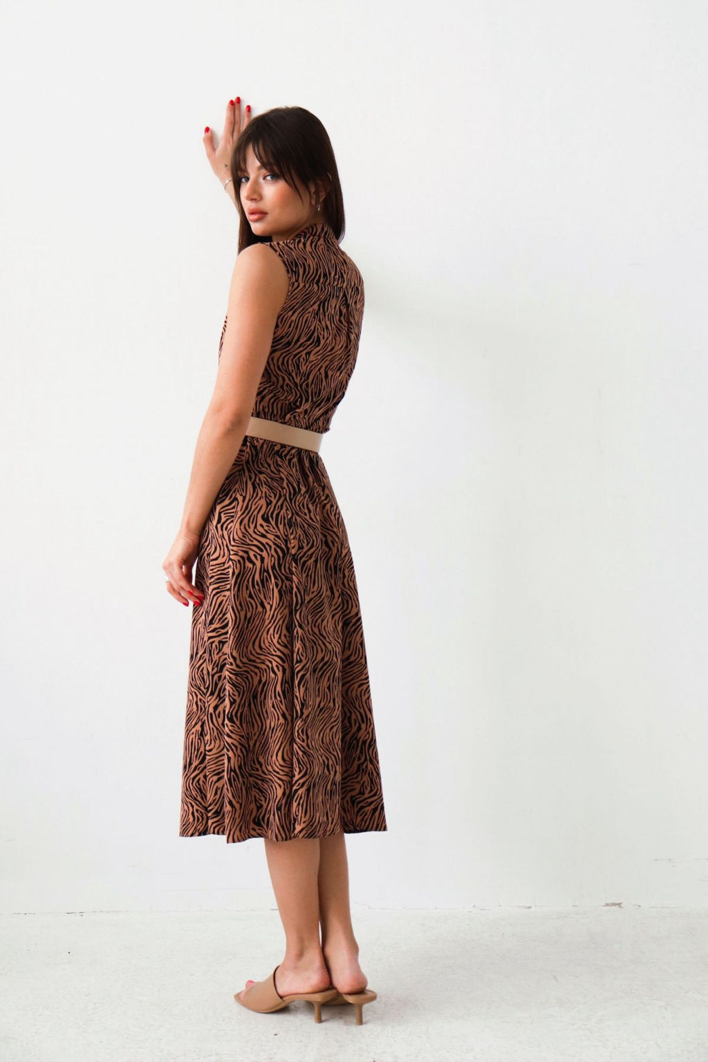 Martichelli Платье, как из к/ф Красотка, кофейное с принтом фото 7