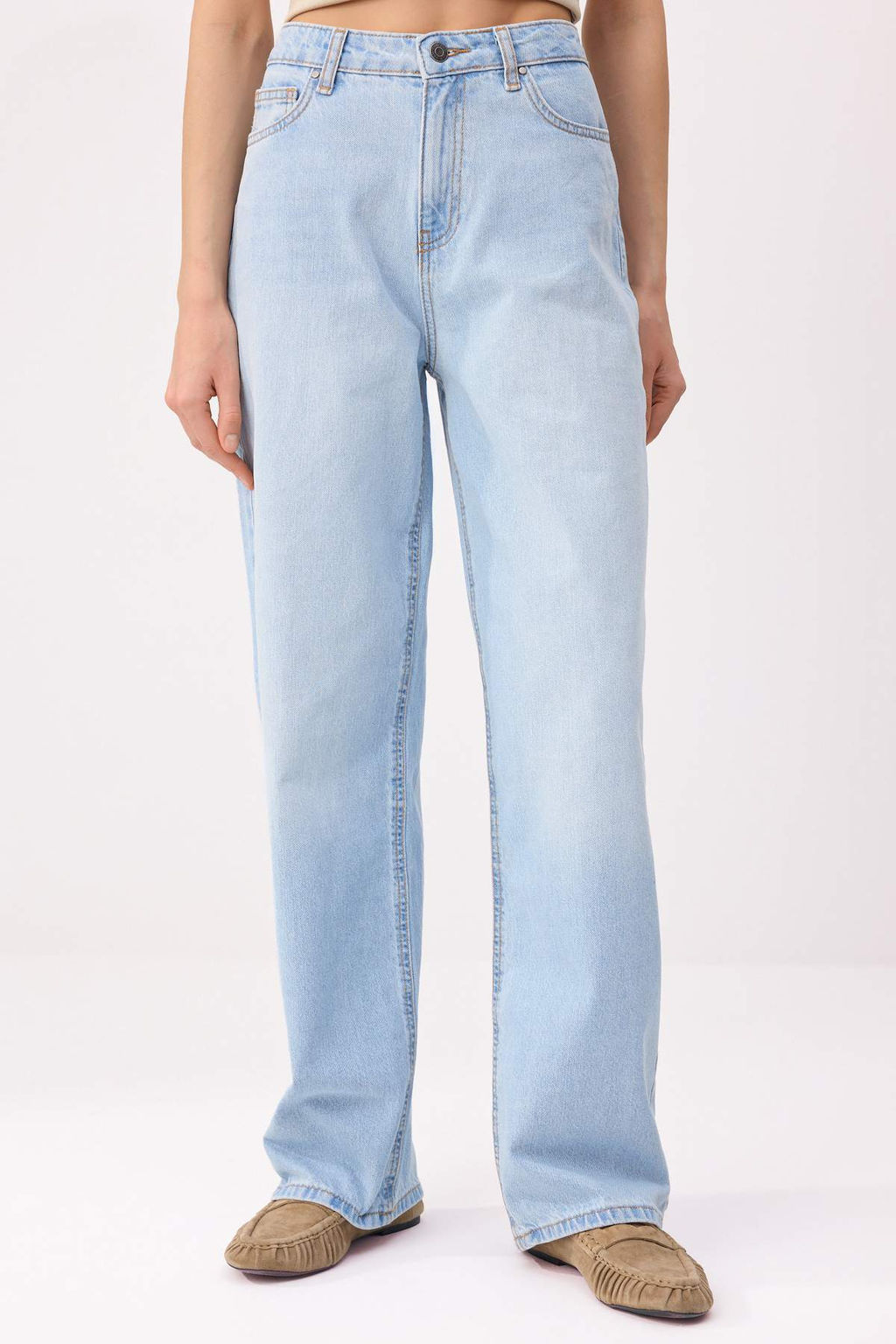 Koyu Mavi Yuksek Bel %100 Pamuk Baggy Jeans TWOSS26JE00205 - Trendyolmilla фото 9