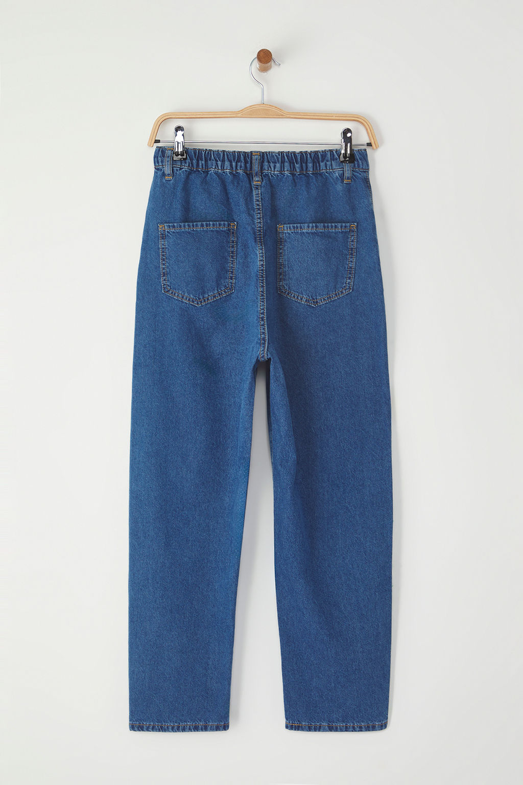 Koyu Lacivert Erkek Cocuk Balon Fit %100 Pamuk Lastikli Denim Jean Pantolon TKDSS25JE00002 - Trendyolmilla фото 12