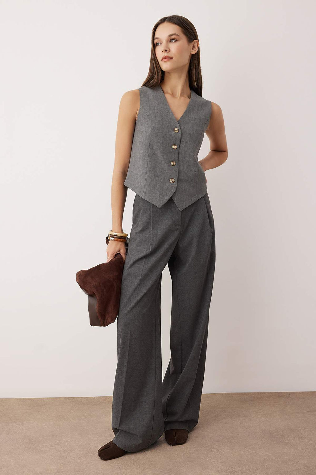 TRENDYOLMILLA Kiremit Premium Regular Kal?p Crop Dokuma Yelek TWOSS24YE00017 фото 6