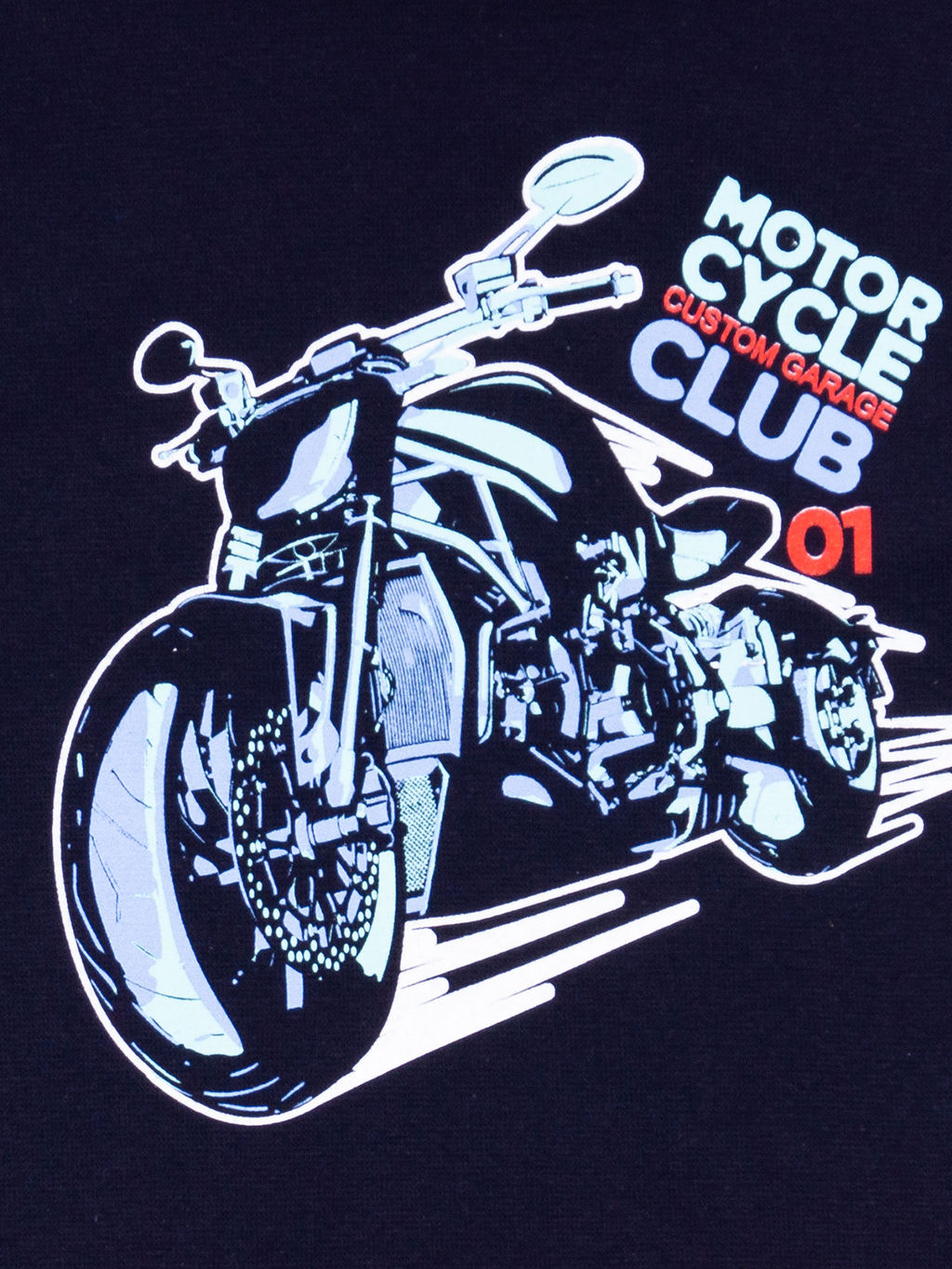 Джемпер-водолазка темно-синяя рисунок мотоцикл 645п (128, 64)