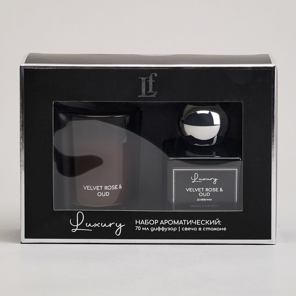 НАБОР АРОМАТИЧЕСКИЙ LUXURY СВЕЧА В СТАКАНЕ 6*7,5 СМ И ДИФФУЗОР 70 МЛ VELVET ROSE&OUD - Lefard фото 2
