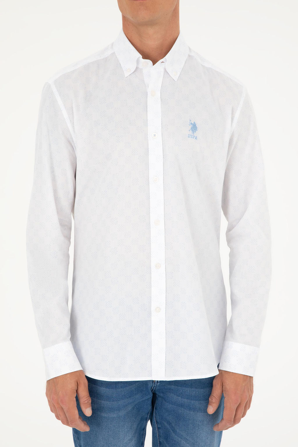 U. S. Polo Assn / Мужская голубая рубашка с длинным рукавом - U.s. polo assn фото 13