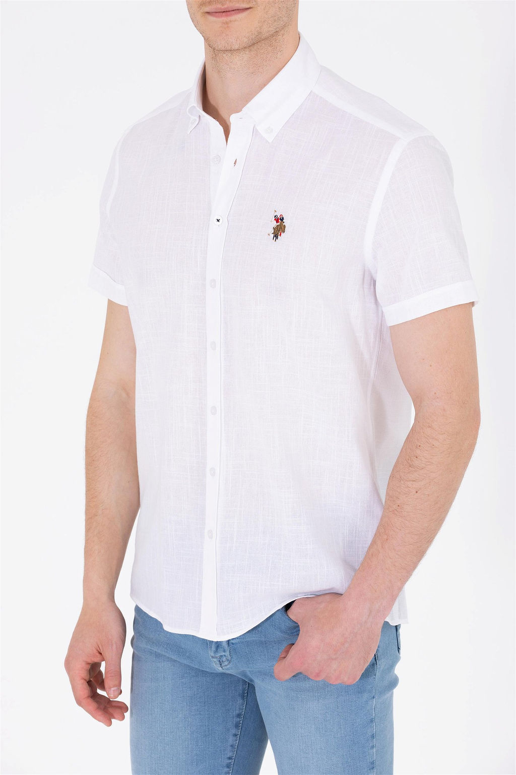 U. S. Polo Assn / Мужская белая рубашка с коротким рукавом - U.s. polo assn фото 6