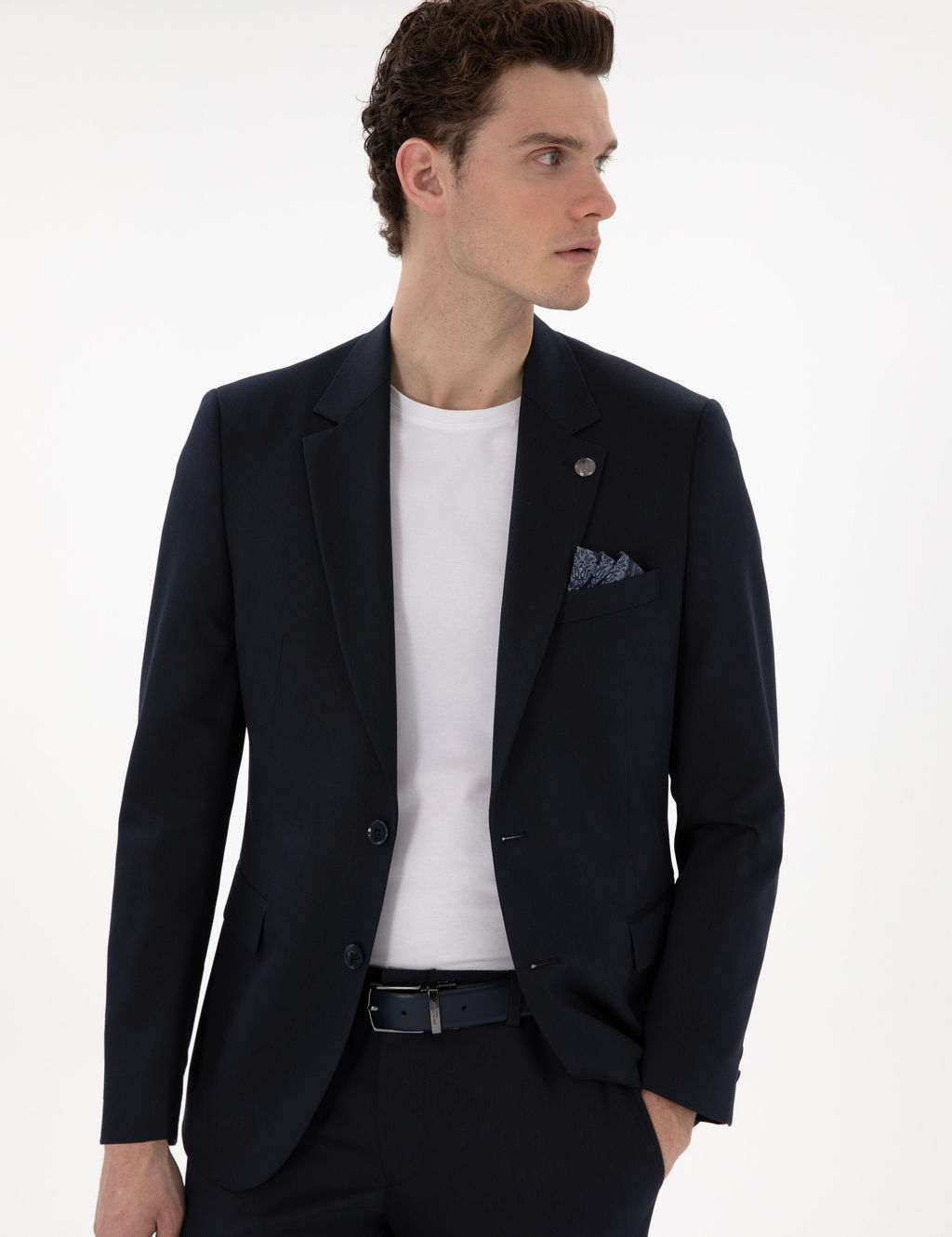Lacivert Slim Fit Tak_m Elbise