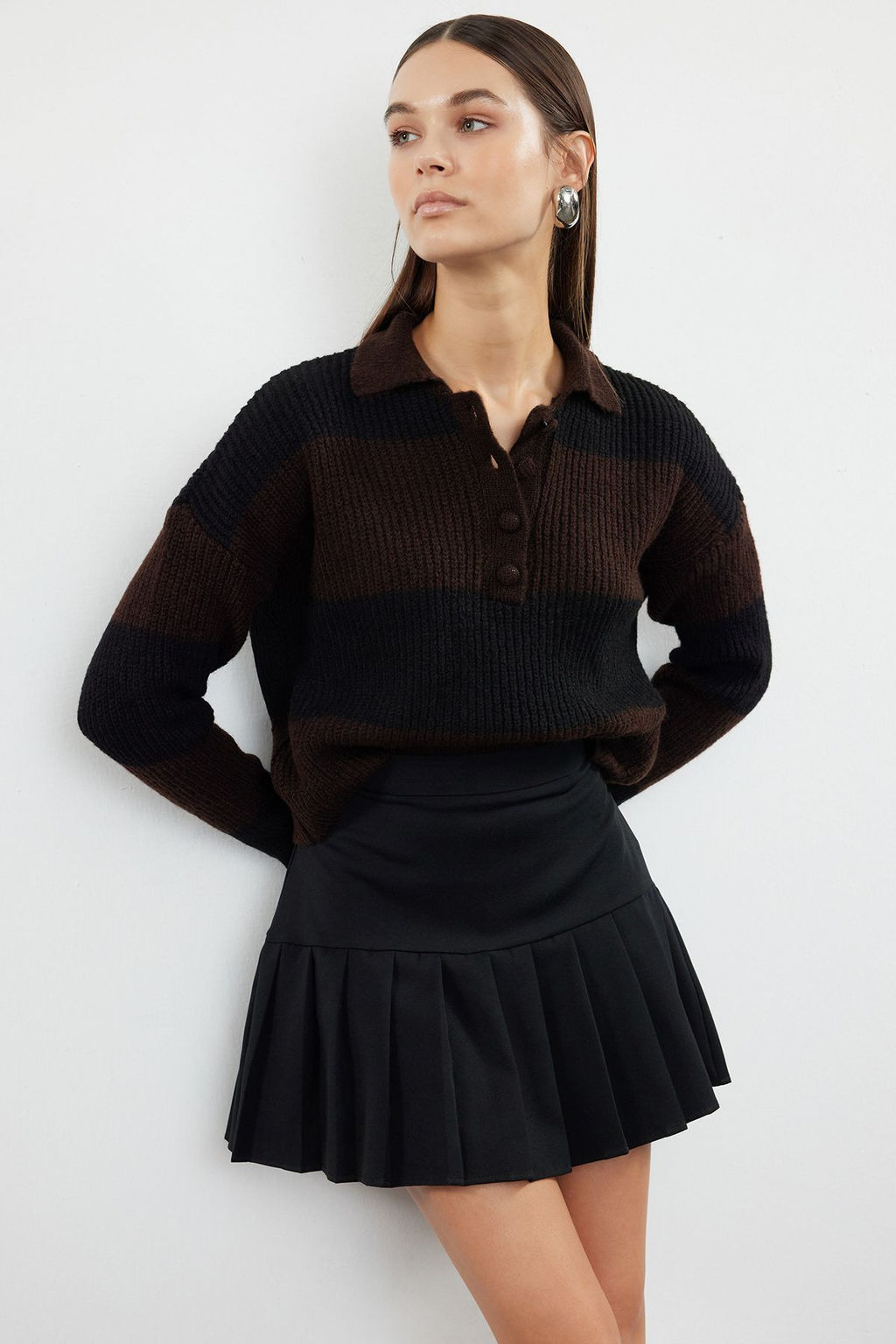 Tas Crop Yumusak Dokulu Renk Bloklu Triko Kazak TWOAW22KZ0226 - Trendyolmilla фото 10