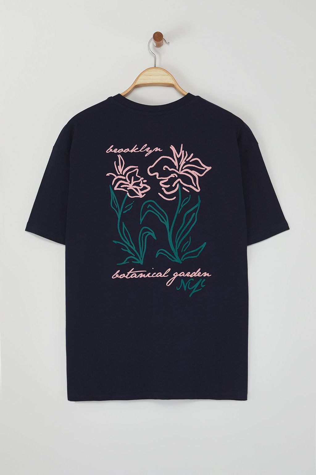 TRENDYOL MAN Lacivert Oversize/Genis Kesim Cicek Bask?l? %100 Pamuklu Tok Kumas T-shirt TMNSS25TS00069 - Trendyolmilla фото 2