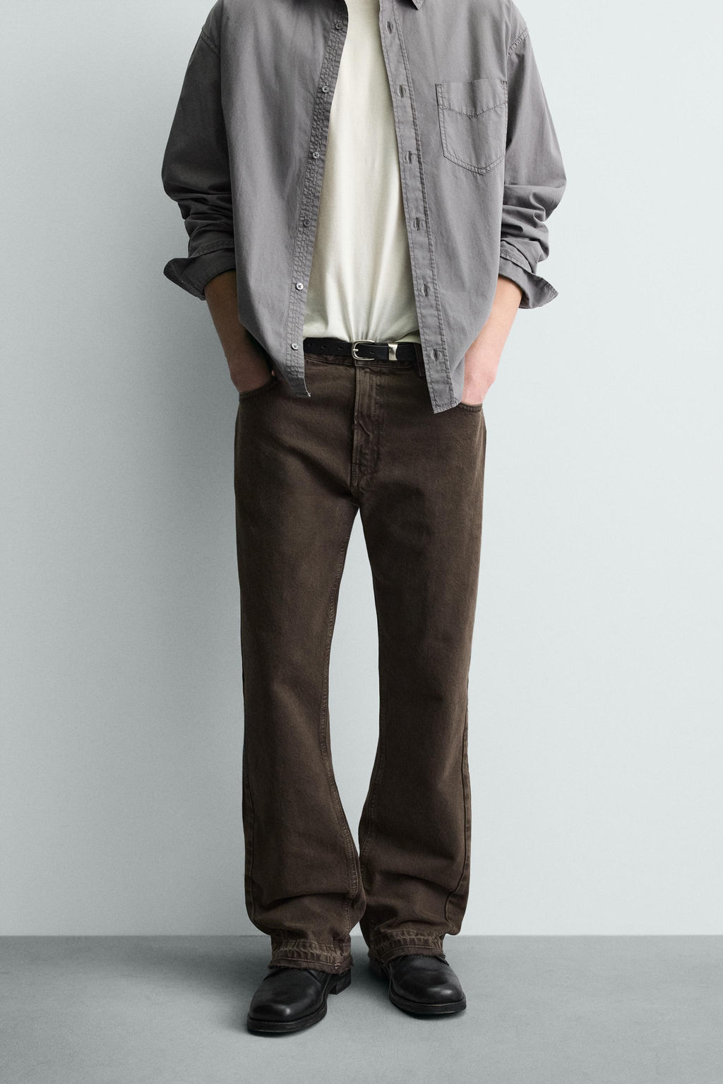 JEANS FLARE FIT ROTOS / Marr?n - Zara фото 2