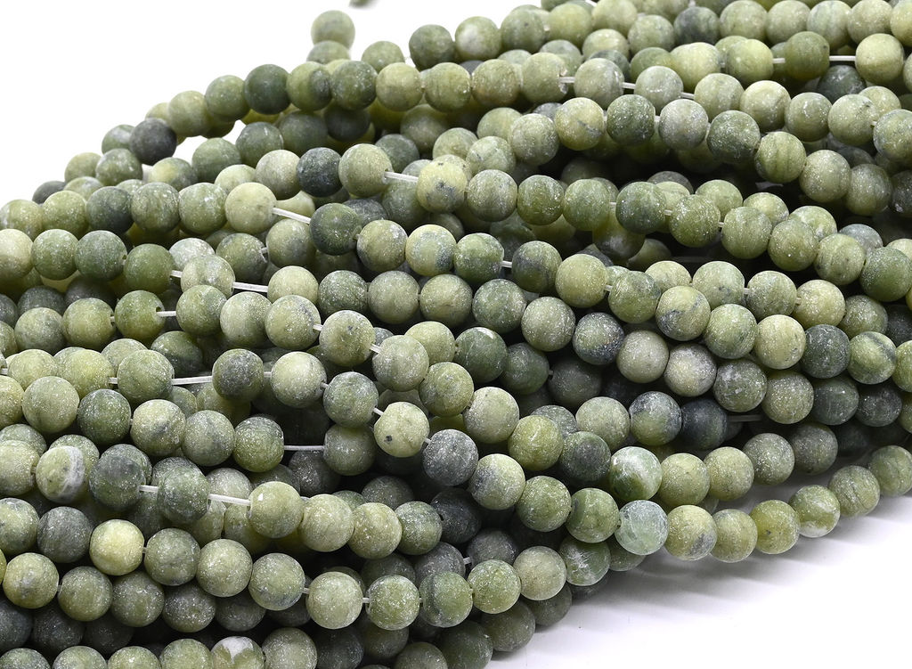 Бусины из нефрита Бовена шарик 6мм матовый, 36см, 58 бусины. Радуга камня