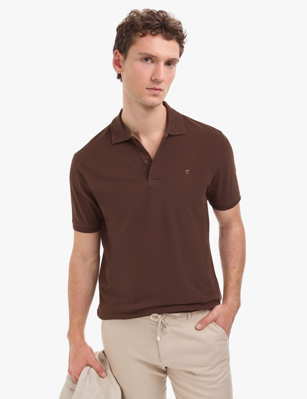 Koyu Kahverengi Regular Fit %100 Pamuk K_vr_lmaz D__meli Polo Yaka Basic Ti__rt