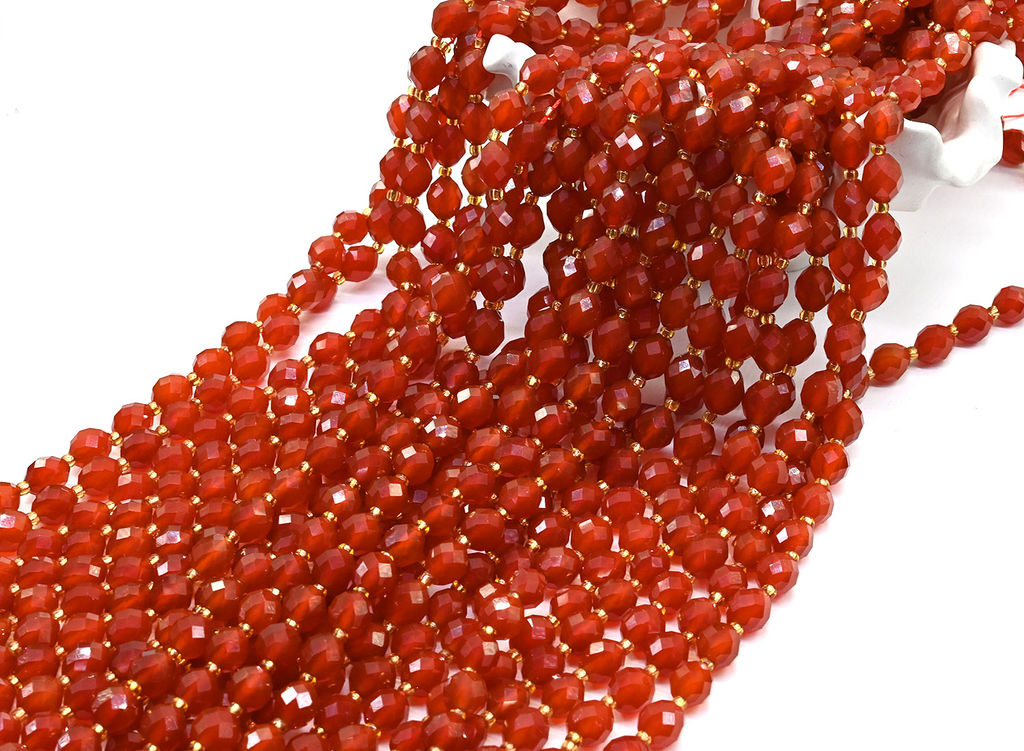 Бусины из сердолика рис граненый 8*10мм, 36см, 31 бусина Радуга камня