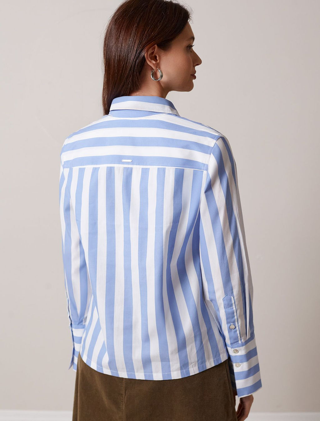 Блузка свободного силуэта в широкую полоску из 100 % хлопка - Vilatte фото 3