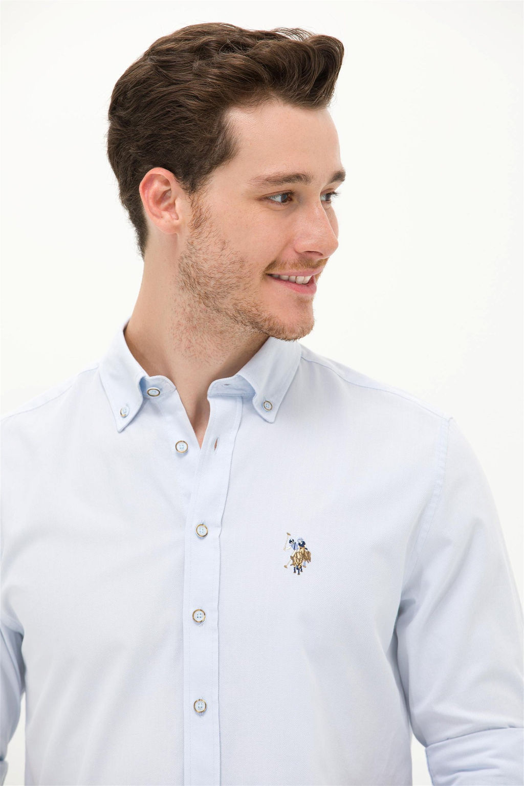 Мужская голубая рубашка с длинным рукавом - U.s. polo assn фото 9