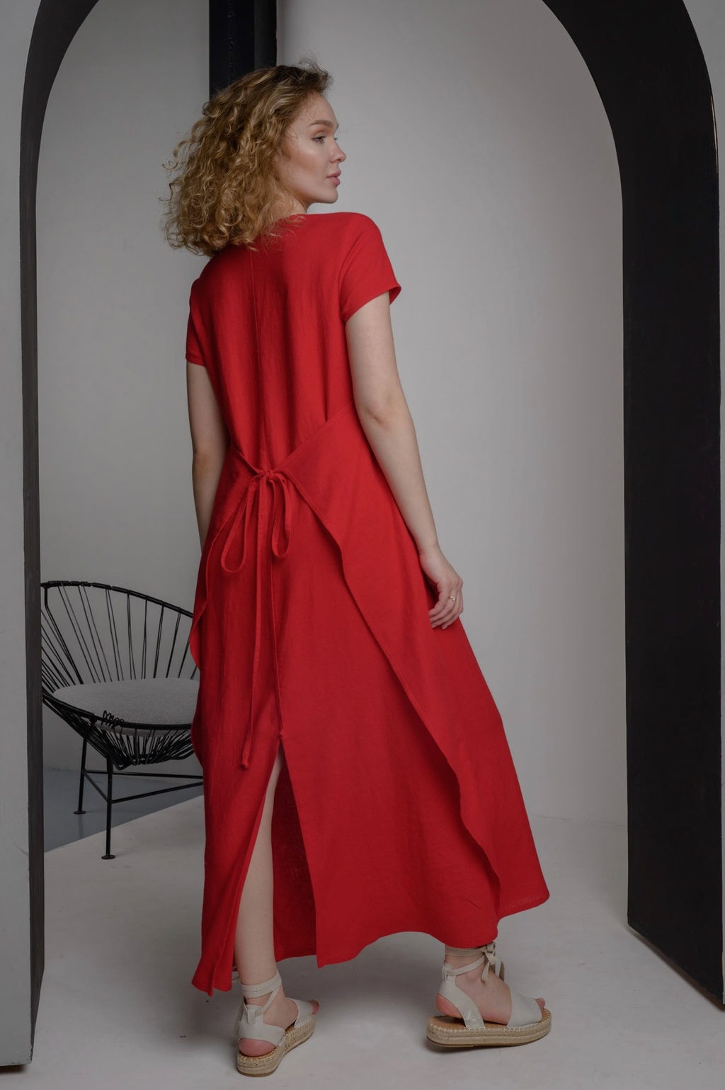 70%лен +30% вискоза Длинное плаиье из струящегося льна