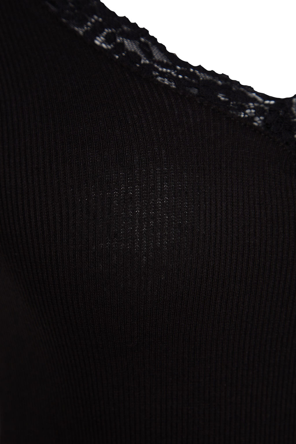 Trendyolmilla Gri V Yaka Dantel Detayl? Fitilli Fitted/Vucuda Oturan Pamuklu Esnek Orme Bluz TWOAW24BZ00070  фото 7