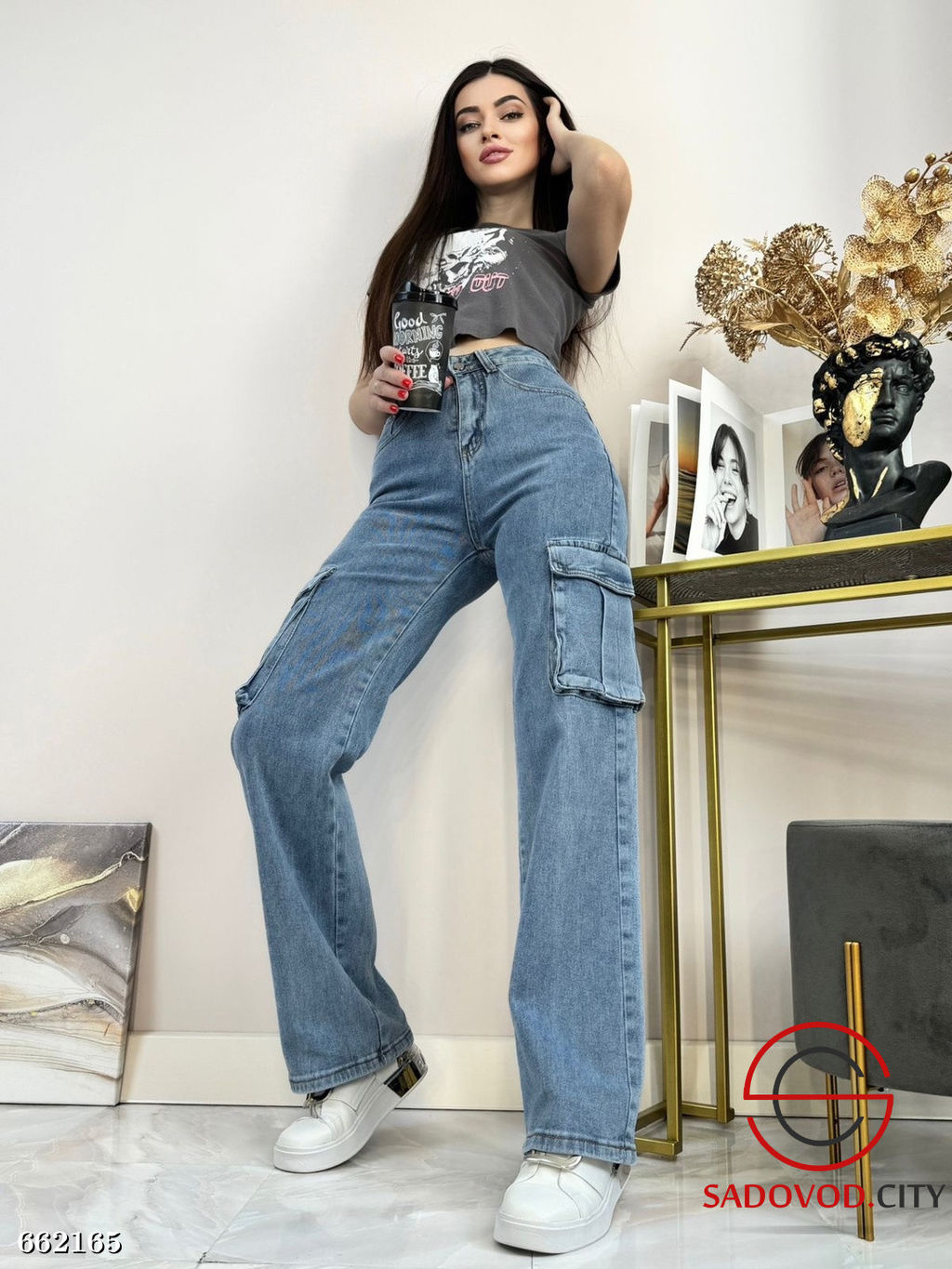 Женские джинсы карго с накладными карманами - Bruno фото 5