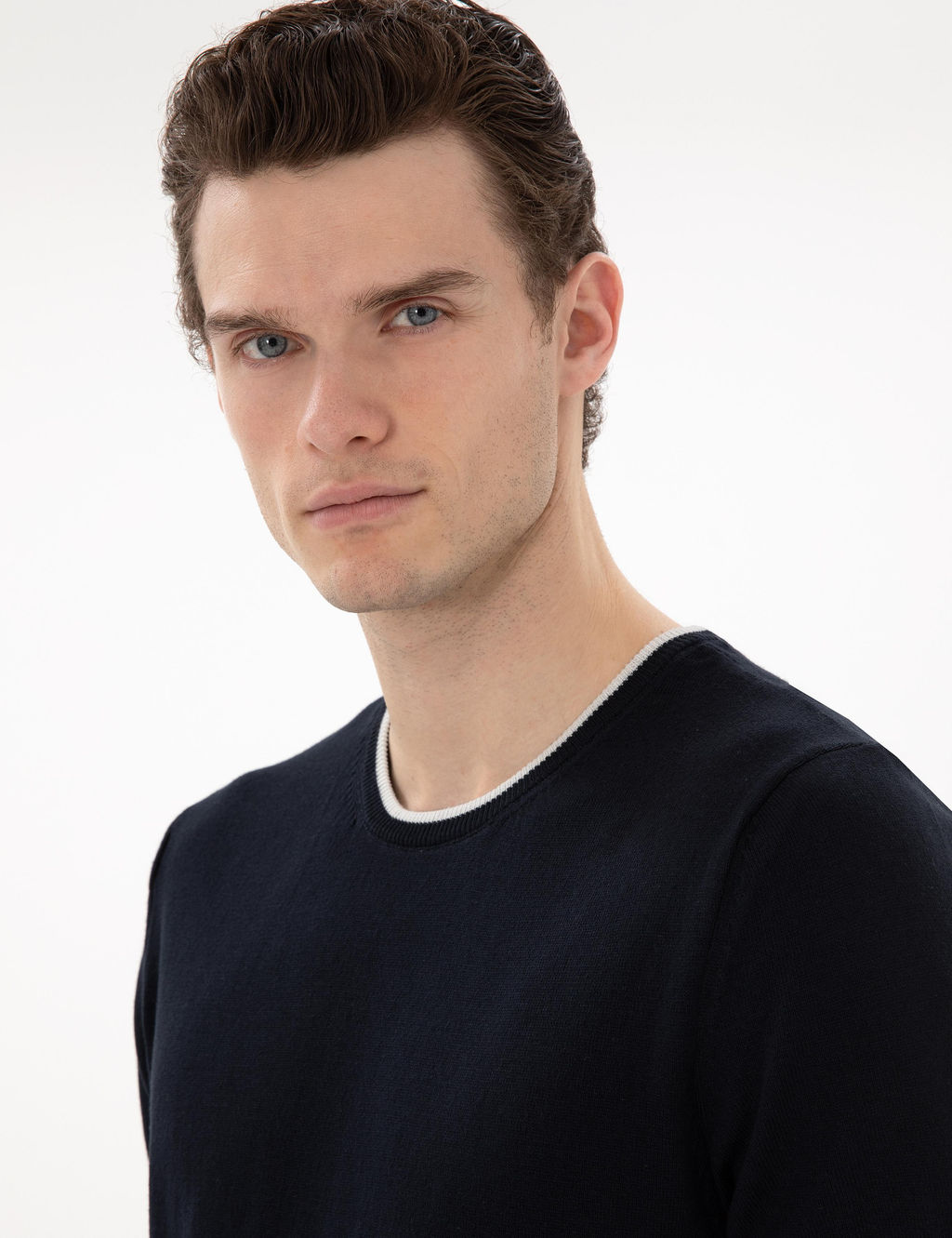 Lacivert Slim Fit Bisiklet Yaka Triko Ti__rt - Pierre cardin фото 2