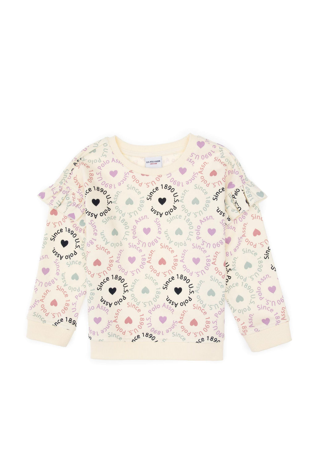 K_z _ocuk Krem Bisiklet Yaka Sweatshirt Sepette S_rpriz _ndirim - U.s. polo assn фото 2