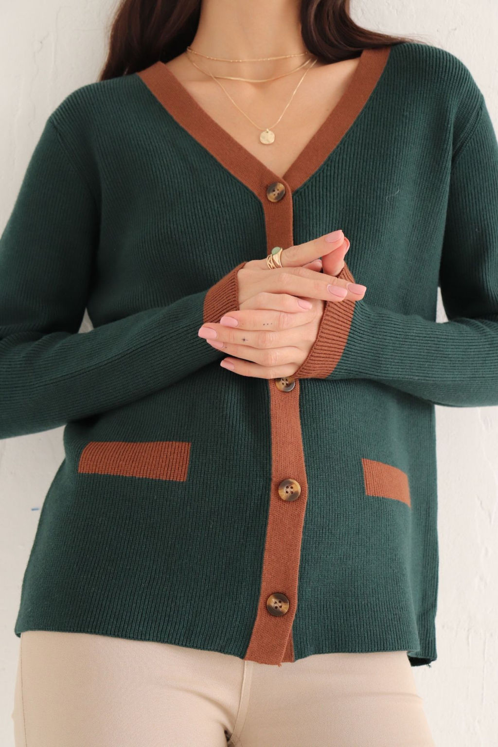 Martichelli Кардиган Emerald с коричневой отделкой  фото 17
