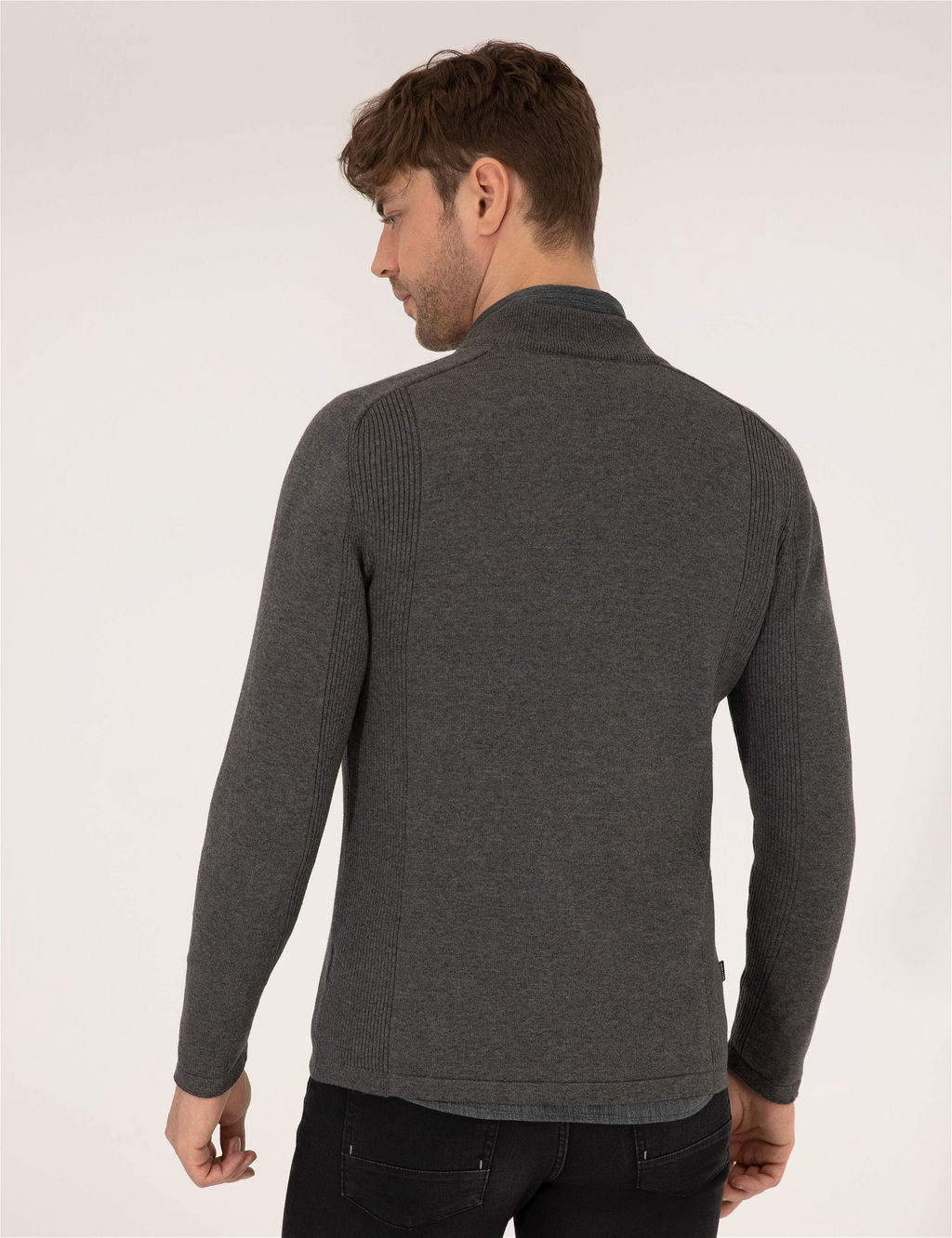 Gri Melanj Slim Fit Fermuarl_ Triko H_rka - Pierre cardin фото 5