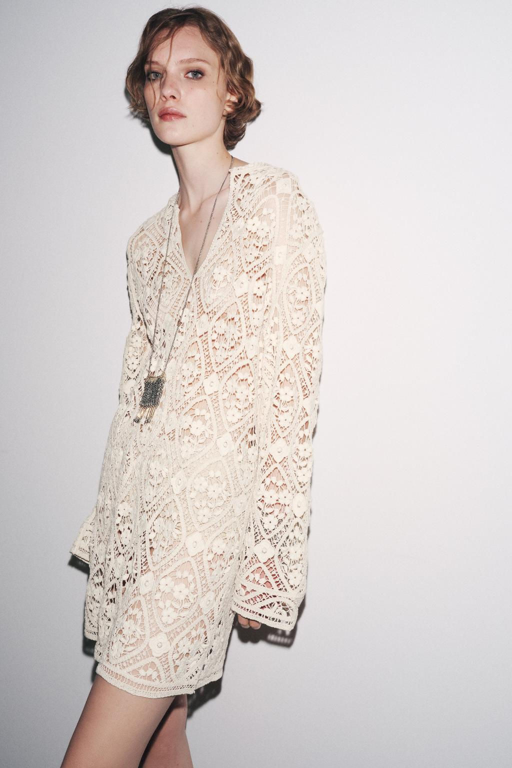 ZW COLLECTION CROCHET MINI DRESS - Zara фото 6