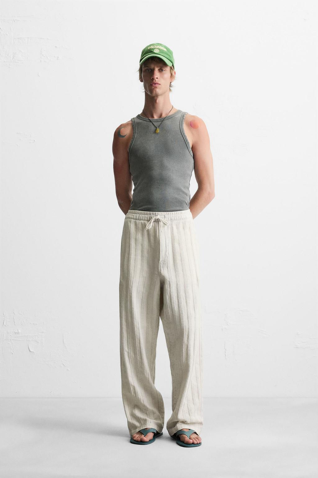 RELAXED FIT JACQUARD TROUSERS - Zara фото 11