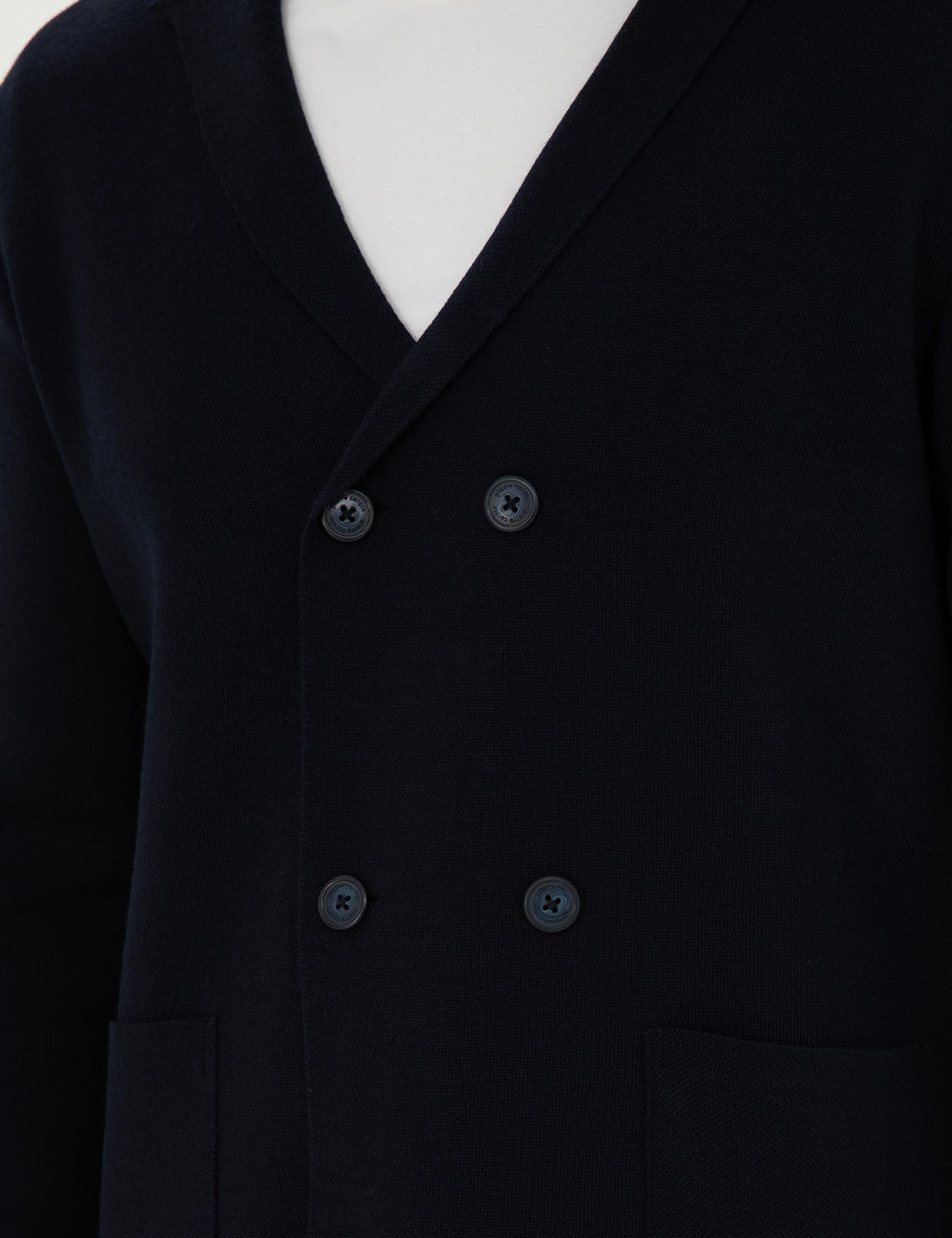 Koyu Lacivert Slim Fit Y_n Kar___ml_ D__meli Triko H_rka