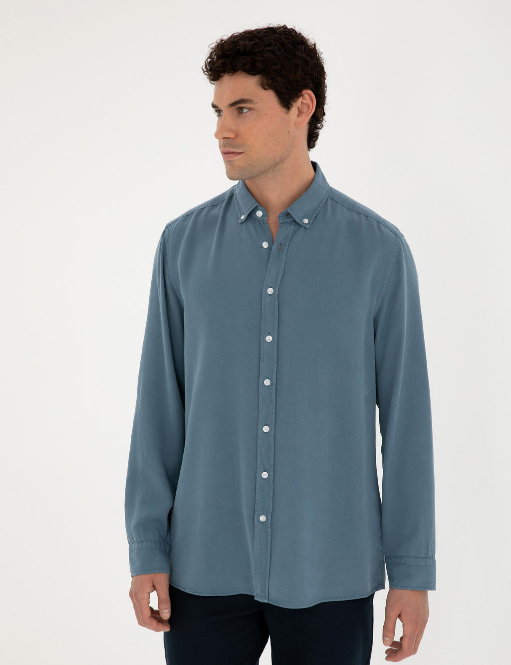 Рубашка Pierre Cardin Regular Fit темно-синяя с длинным рукавом