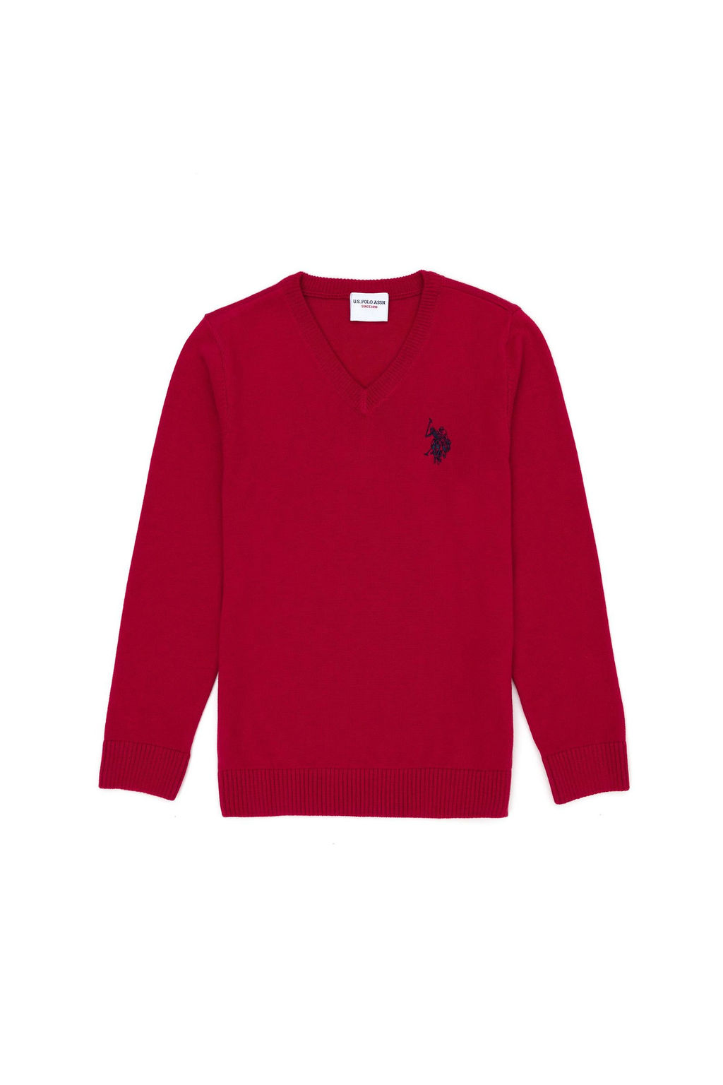 U. S. Polo Assn Красный базовый свитер с v-образным вырезом для девочек - U.s. polo assn фото 6