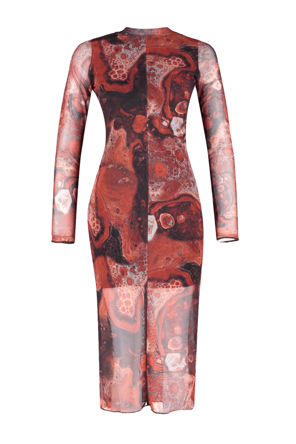 Kahverengi Bask?l? Tul Astarl? Vucuda Oturan Dik Yaka Midi Orme Elbise TWOAW24EL00165 - Trendyolmilla фото 12