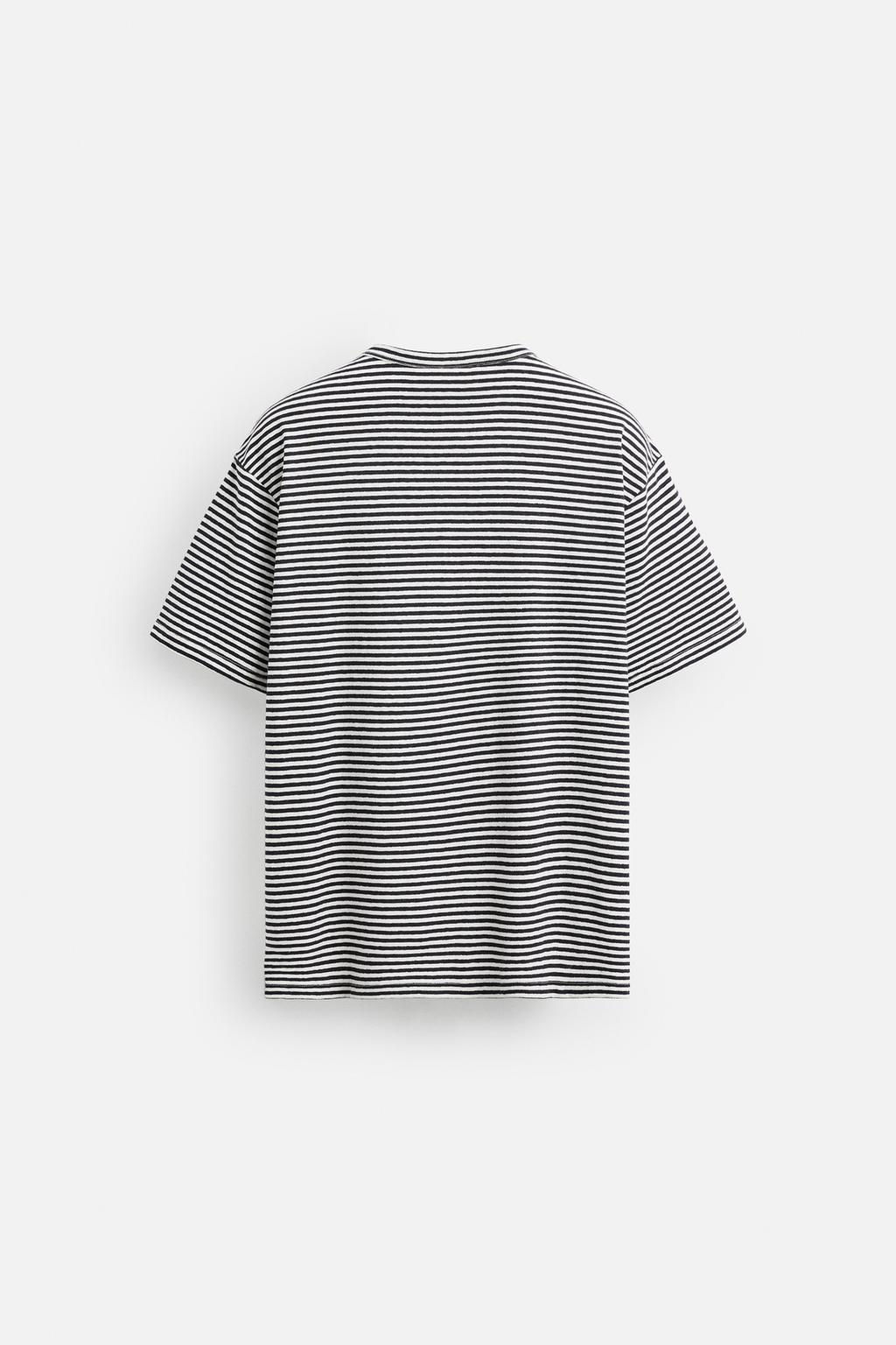 STRIPED COTTON-LINEN T-SHIRT - Zara фото 8