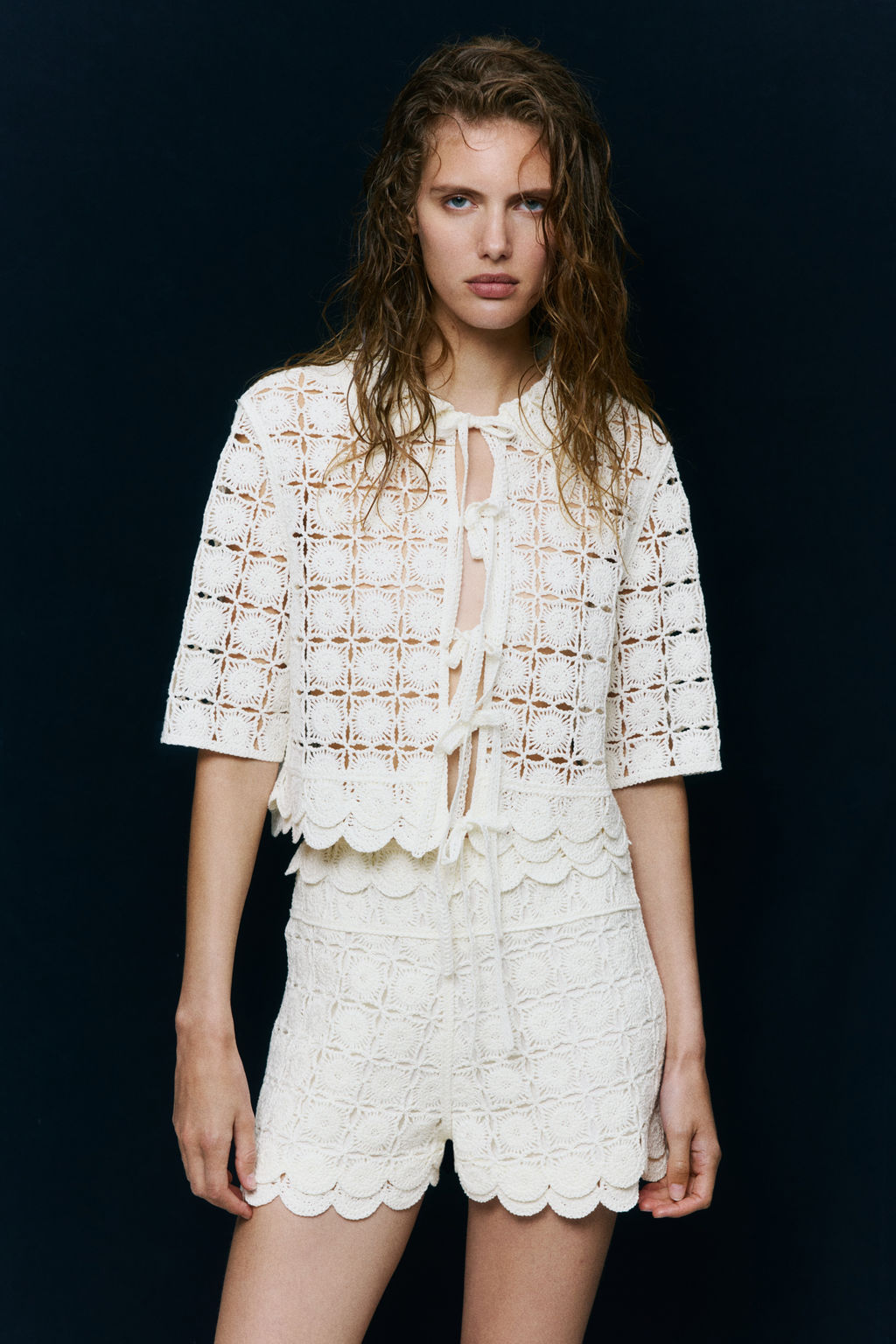 Camisa efecto crochet con cierre de lazada - H&m фото 5