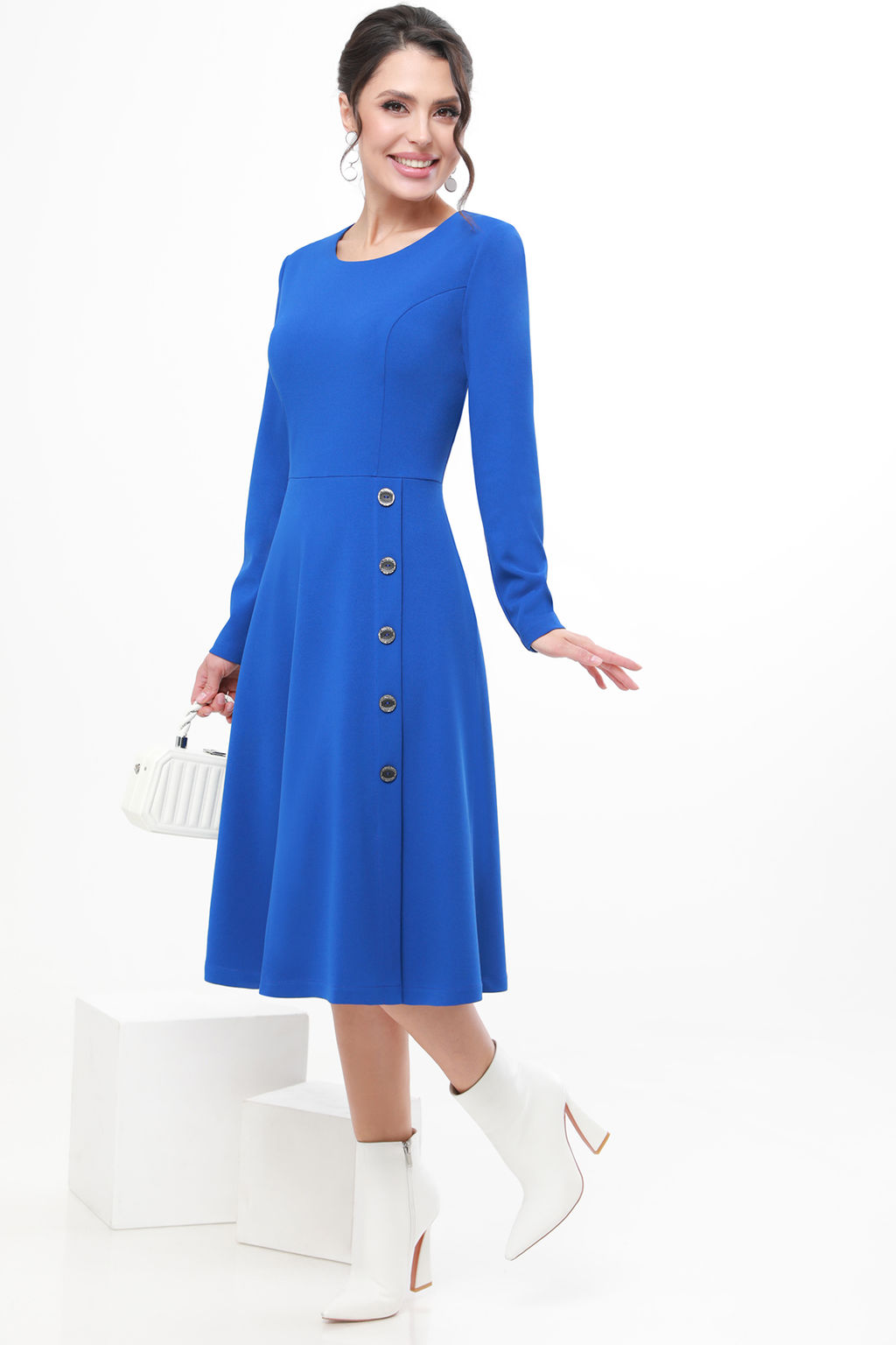 Платье ярко-синее с декоративными пуговицами - Dstrend фото 6
