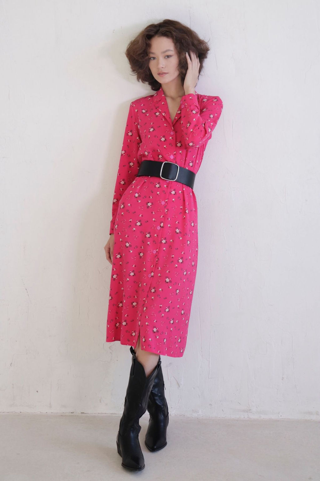 11038 Платье-рубашка с английским воротником малиновое - Martichelli фото 29