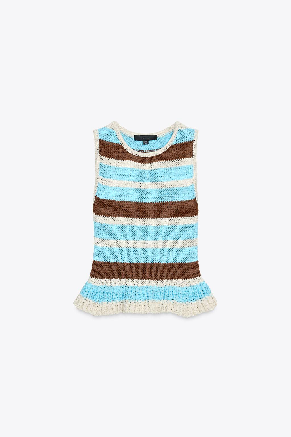 STRIPED KNIT TOP WITH RUFFLE - Zara фото 5