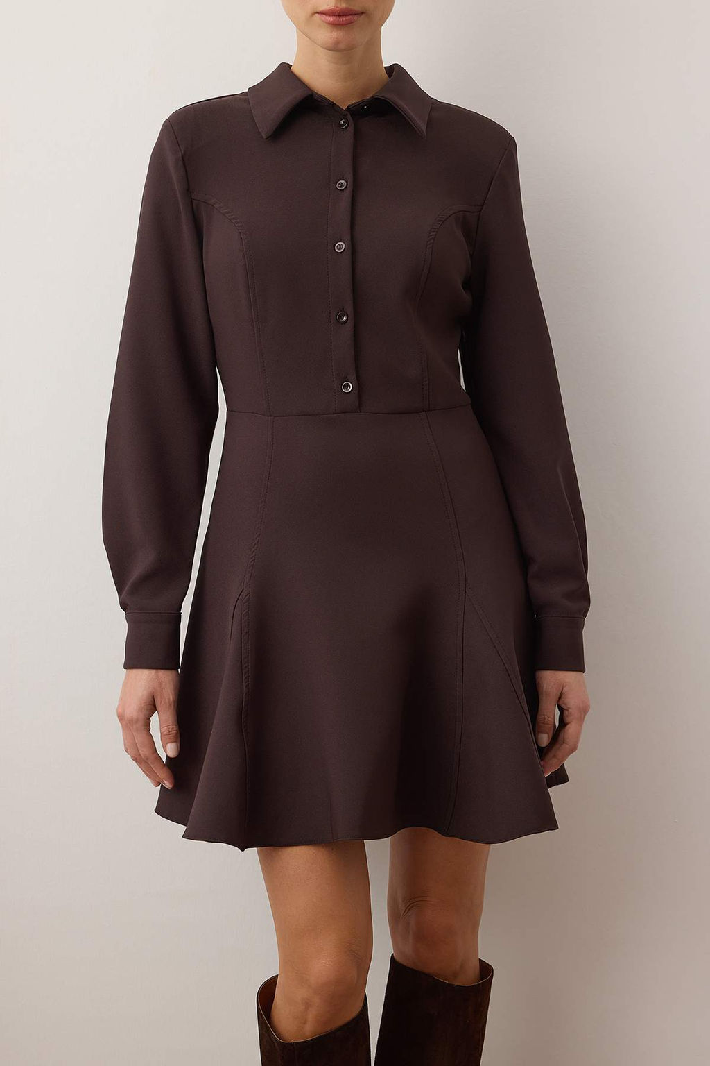 Koyu Kahverengi Mini Dokuma Elbise TWOAW26EL00305