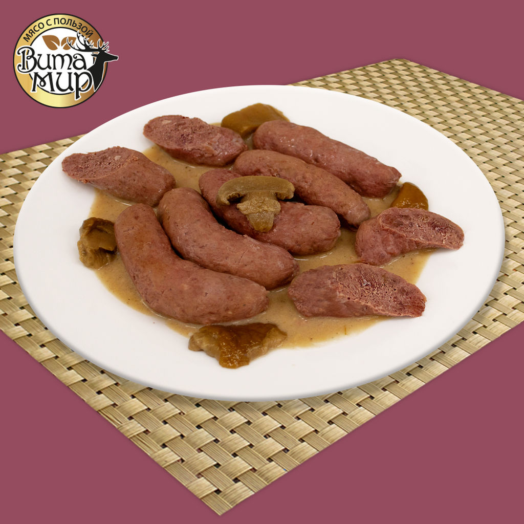 Колбаски охотничьи из оленины в грибном соусе высший сорт ВитаМир 340г  фото 6