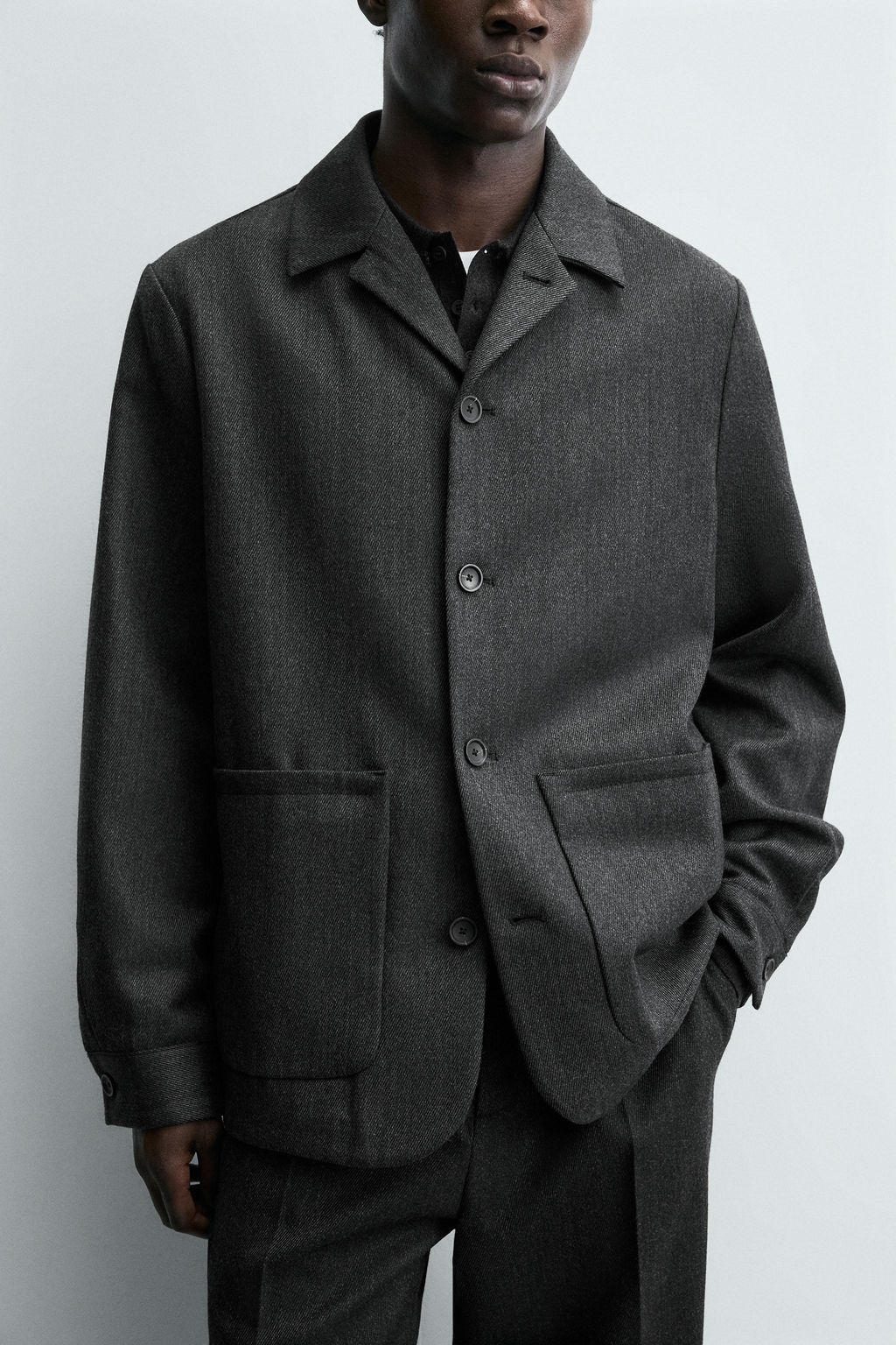 100% WOOL OVERSHIRT WITH POCKETS - Zara фото 6