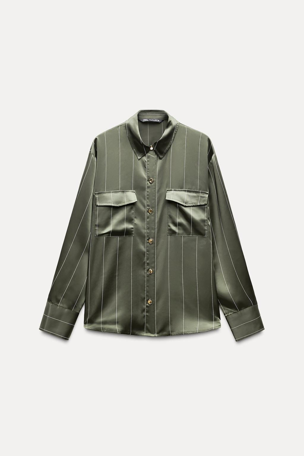 STRIPED SATIN SHIRT - Zara фото 12