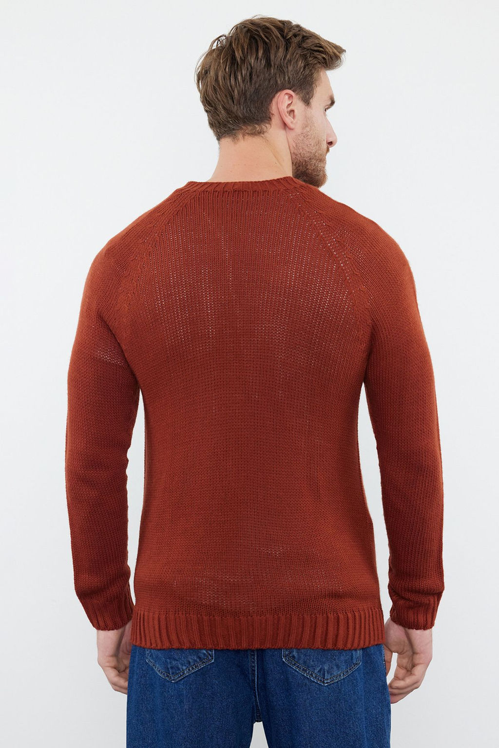 TRENDYOL MAN Kiremit Slim Fit Dar Kesim Bisiklet Yaka Reglan Kol Basic Triko Kazak TMNAW25KZ00000 - Trendyolmilla фото 68