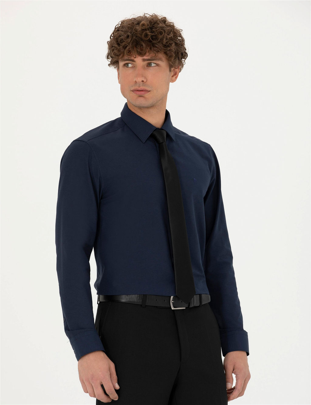Lacivert Slim Fit Uzun Kollu Basic G_mlek