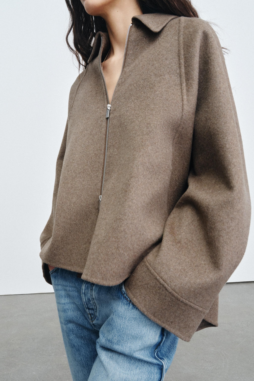 WOOL BLEND JACKET WITH ZIP ZW COLLECTION - Zara фото 10