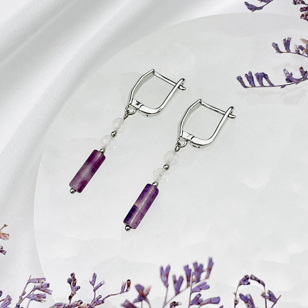 Серьги из Горного Хрусталя и Флюорита