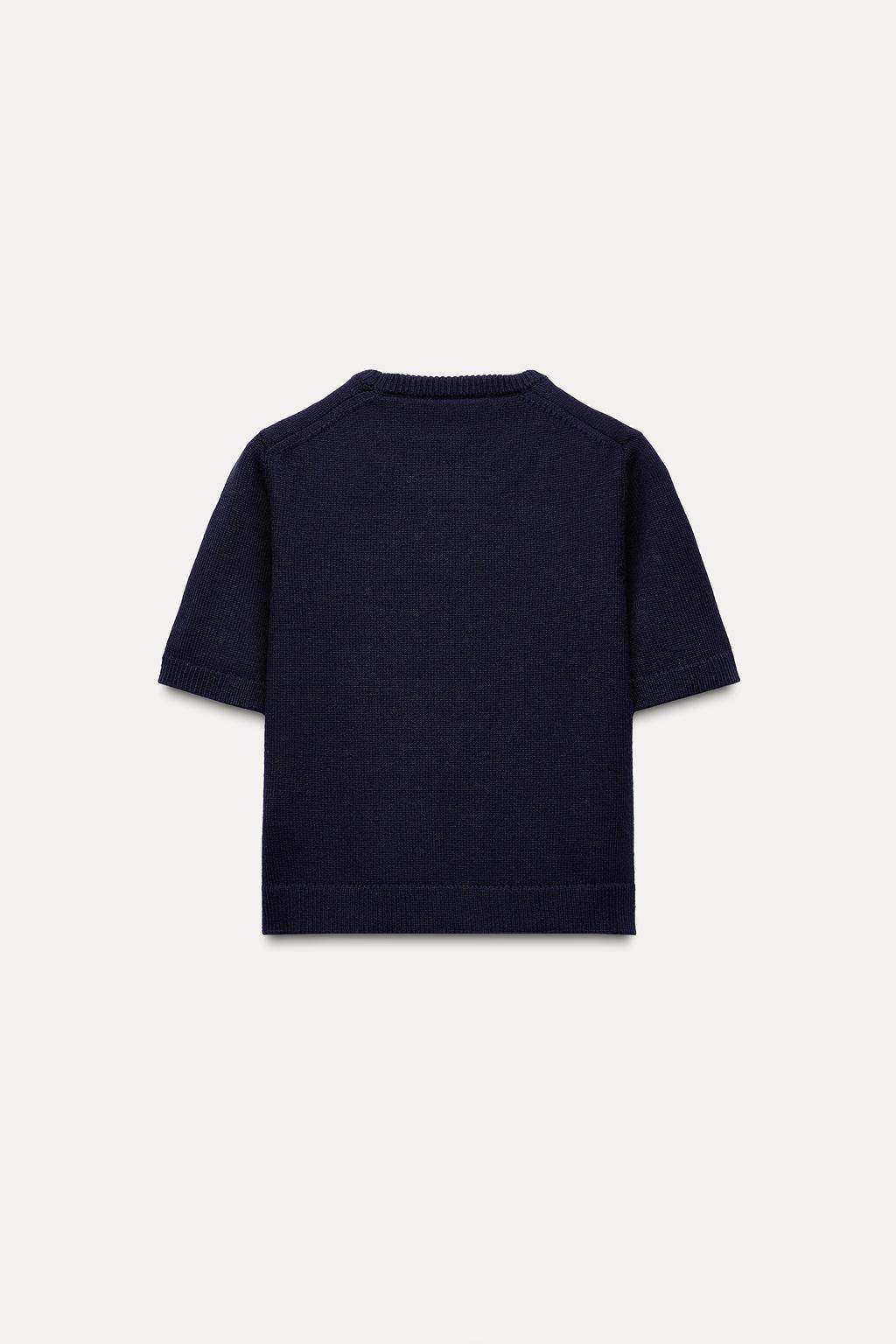 BASIC PLAIN KNIT SHORT SLEEVE TOP - Zara фото 3