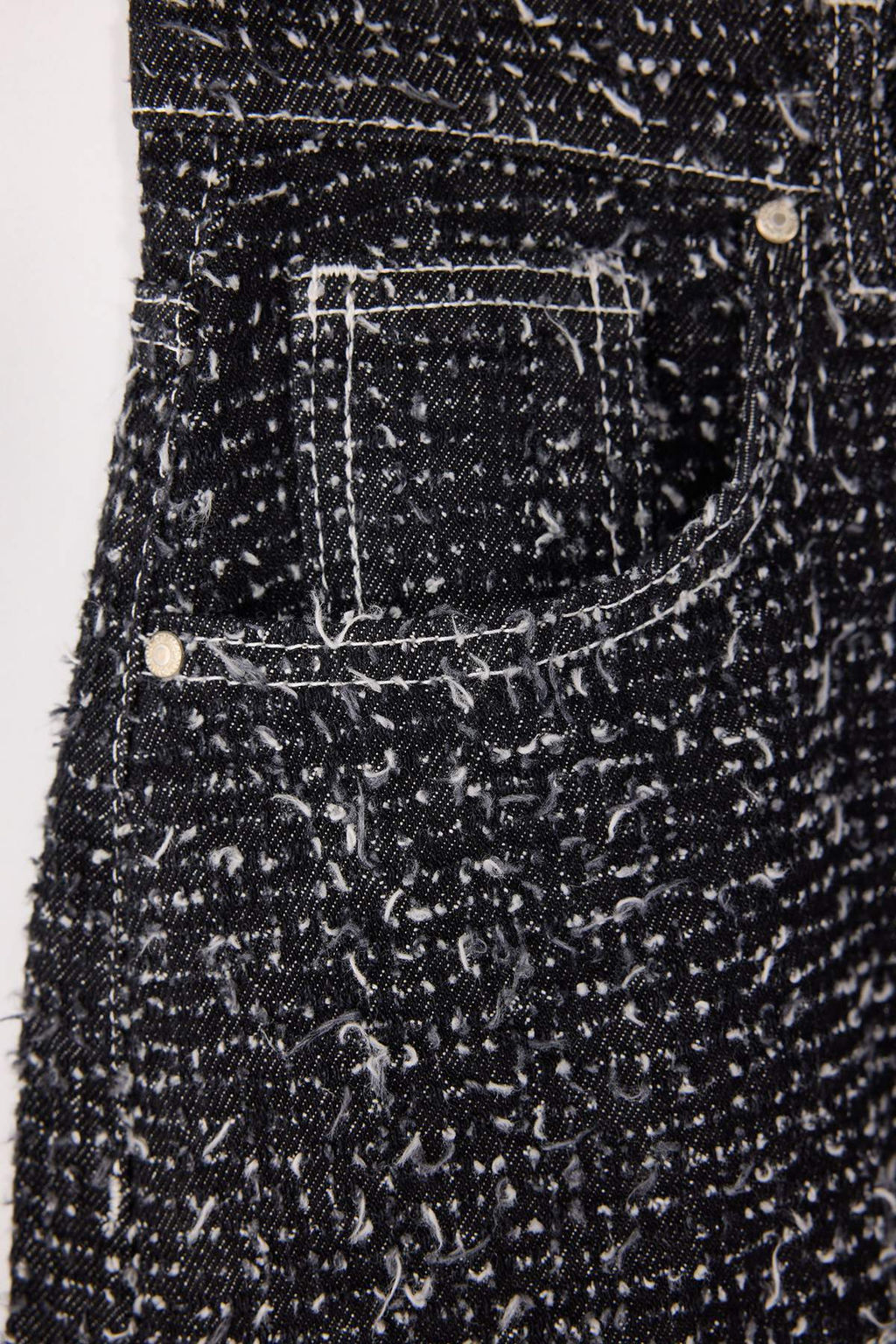 Siyah Dokulu Kumas Yuksek Bel Barrel Baggy Jeans TWOSS26JE00057