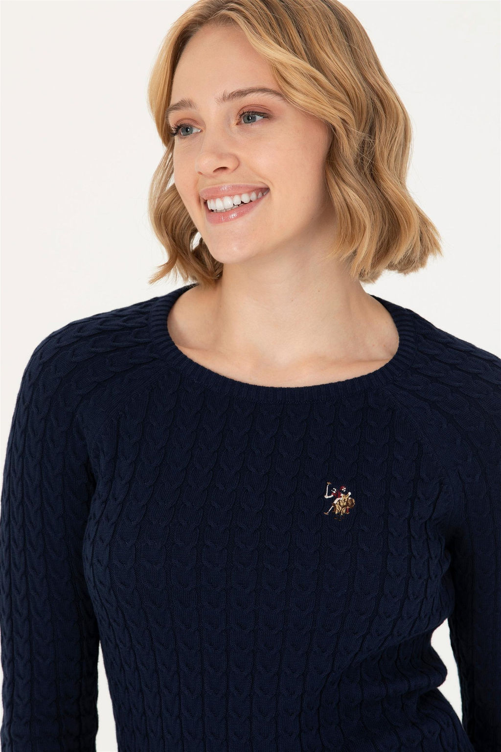 Женский базовый свитер темно-синего цвета с круглым вырезом Неожиданная скидка в корзине - U.s. polo assn фото 2