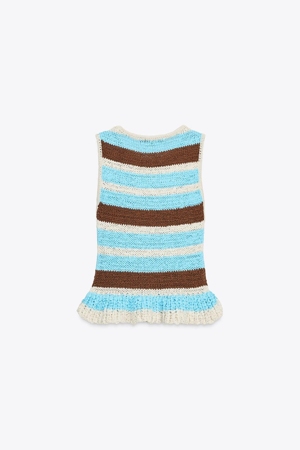 STRIPED KNIT TOP WITH RUFFLE - Zara фото 6